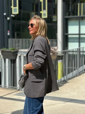 Blazer oversize ouvert dos En Gris