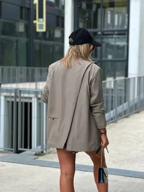 Blazer oversize ouvert dos En taupe