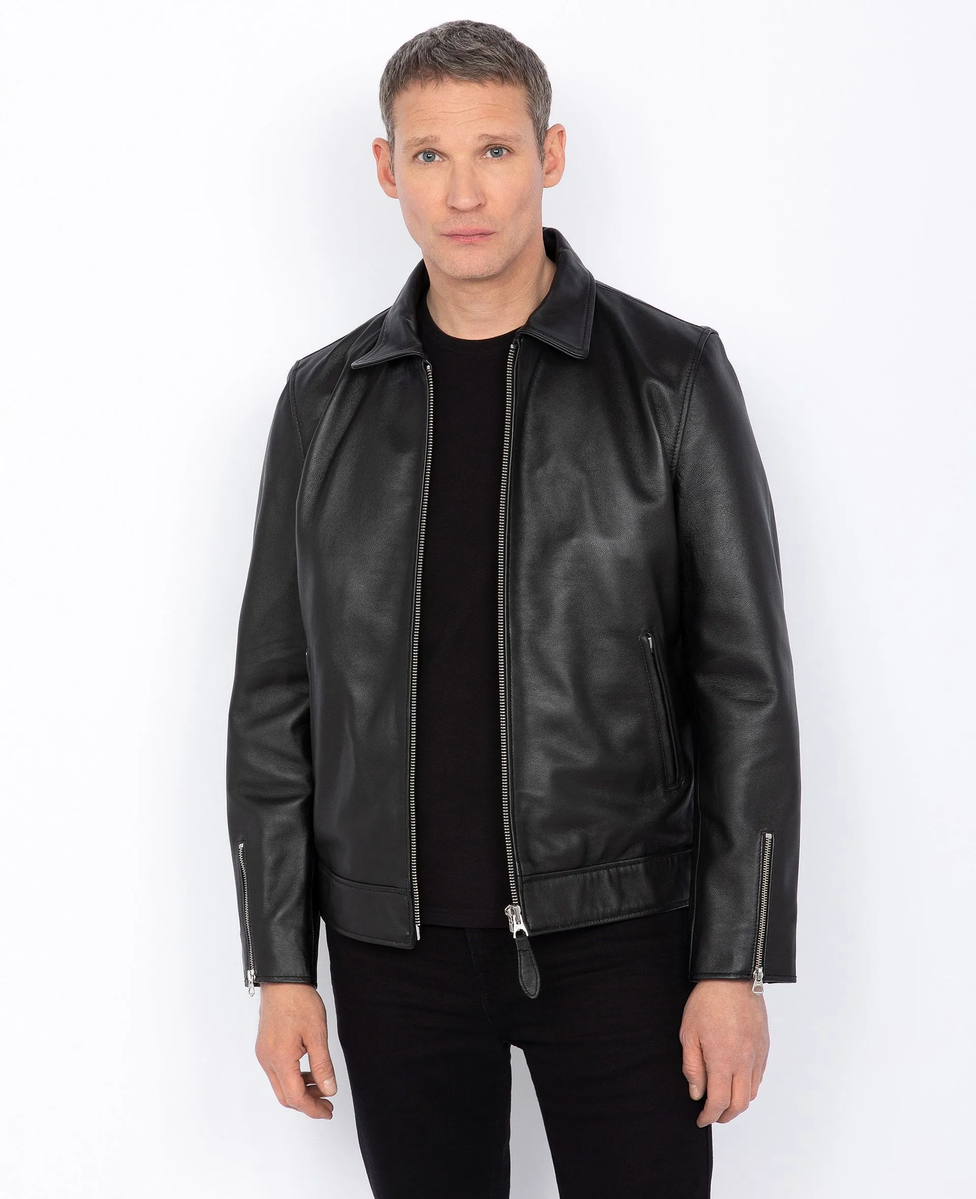 Blouson casual, cuir d'agneau