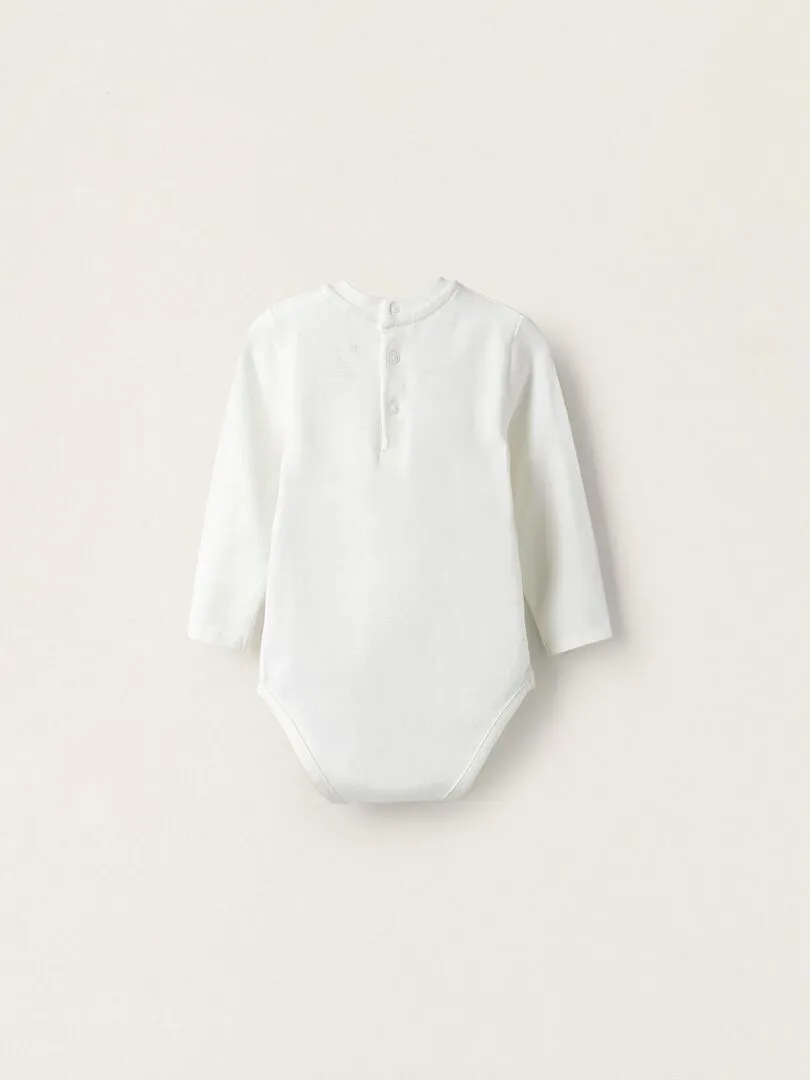 Body en jersey de coton pour nouveau-né 'Best Friends' manches longues NATURE TAKEOVER - Blanc