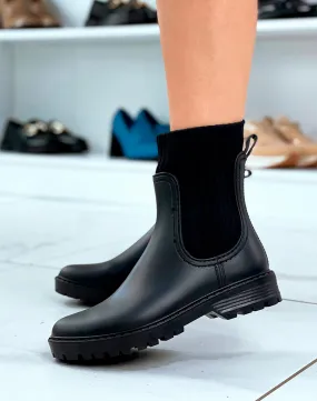 Bottines de pluie Noires Élégantes : Mat & Bi-matière