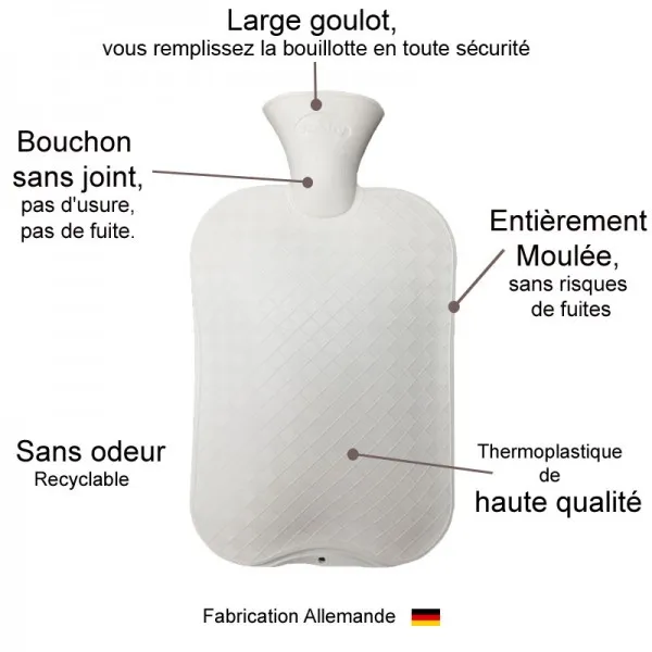 Bouillotte à eau Cachemire Marron Clair 2l - 32 cm