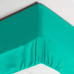 Drap-housse Grand Bonnet en flanelle de coton vert jade  | 3 Suisses