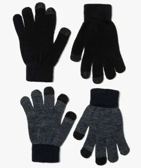 gants garcon compatibles ecrans tactiles (lot de 2 paires) gris standard