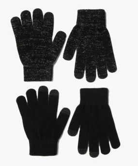 gants tactiles en maille extensible fille (lot de 2) noir standard