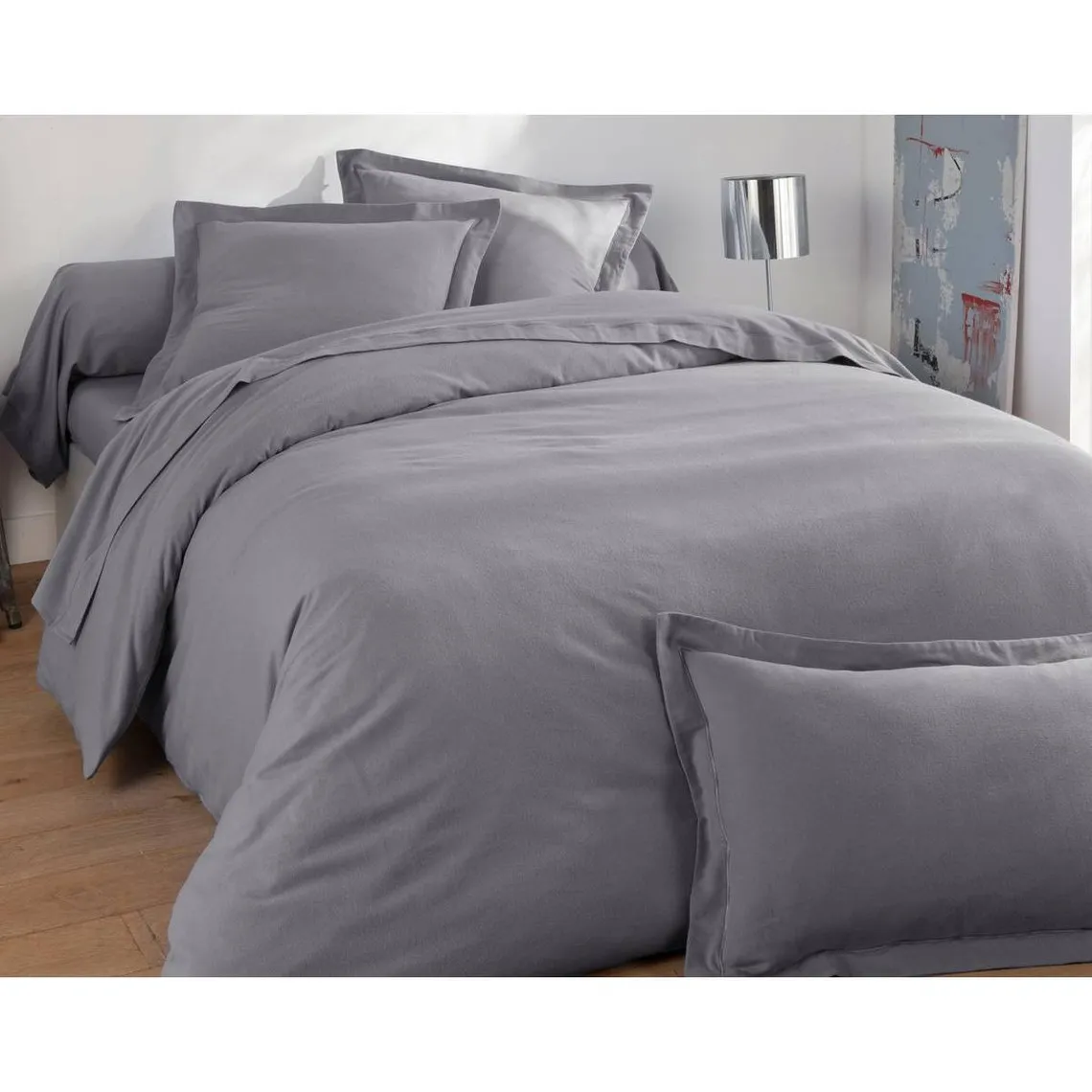 Housse de couette FLANELLE UNI gris en flanelle | 3 Suisses