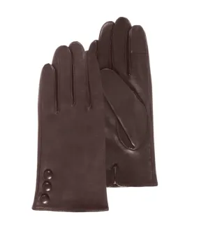 Isotoner Gants femme tactiles en cuir d'agneau pleine fleur - doublés soie