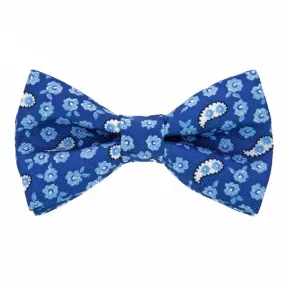 Noeud papillon motif cachemire et fleurs bleu