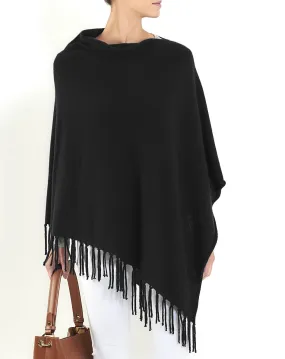 Poncho à franges en Cachemire Femme