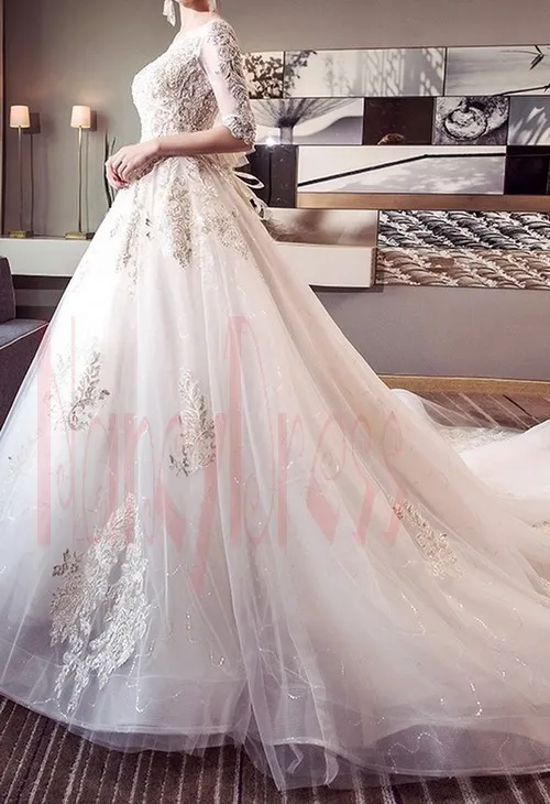 robe de mariée chic à manches longues 