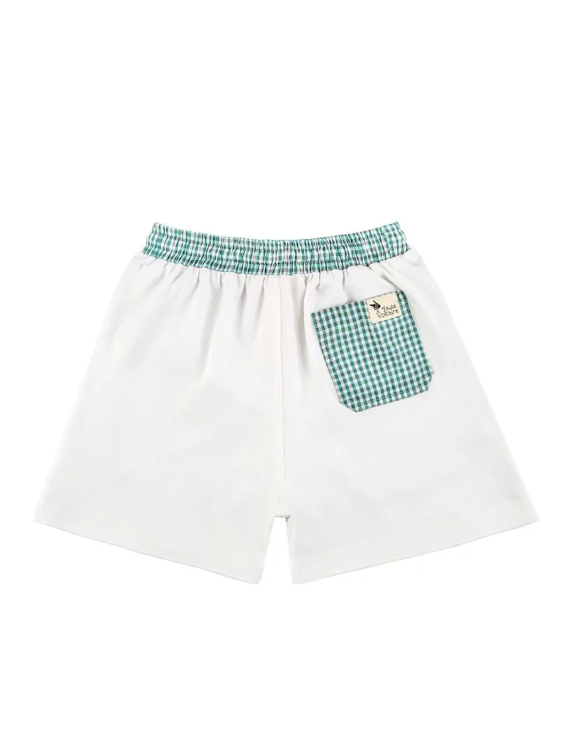 Short de bain    carreaux vichy   SWIMBOY - 'LA FAUTE A VOLTAIRE' - Blanc Vert