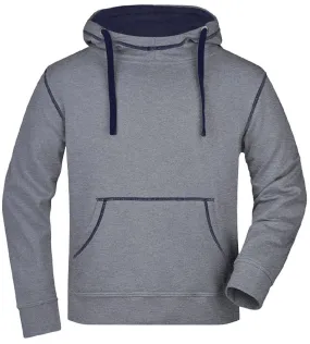 Sweat shirt à capuche homme - JN961 - gris et marine 