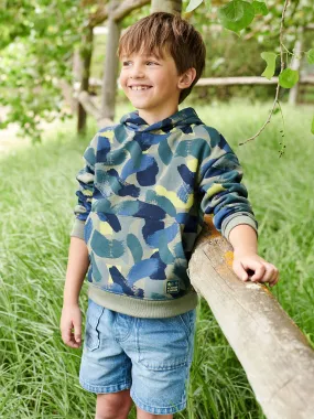 Sweat  à capuche effet camouflage garçon vert imprimé - Vertbaudet